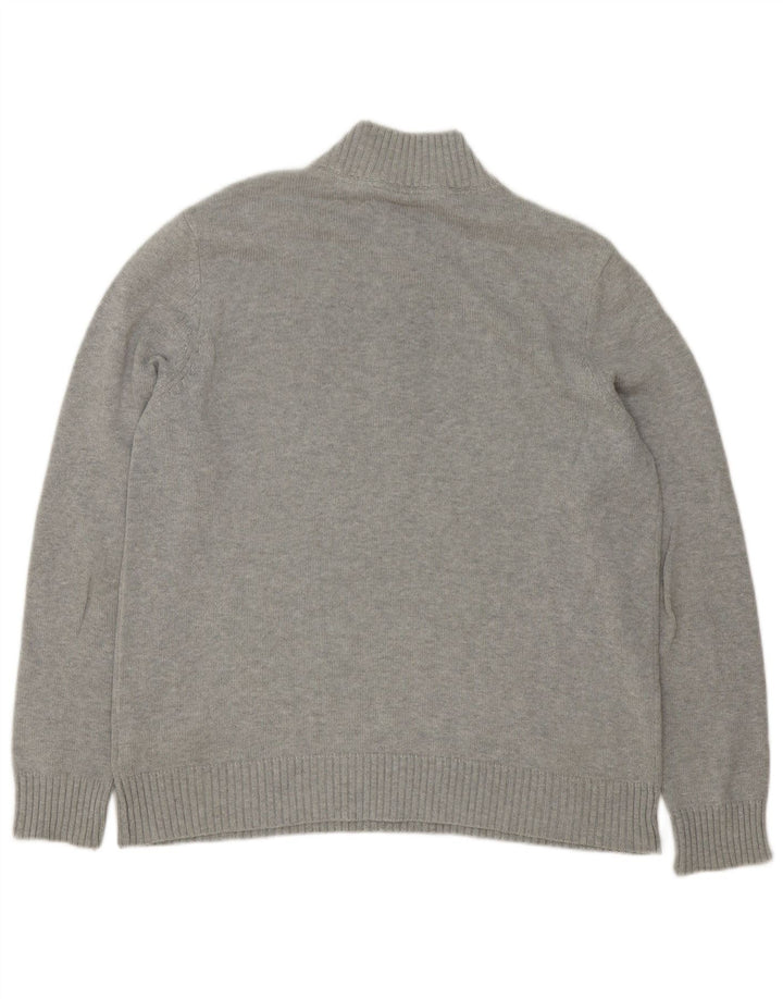 Crew Clothing Pulover pentru bărbați, cu fermoar, cu gât, bumbac, gri mediu