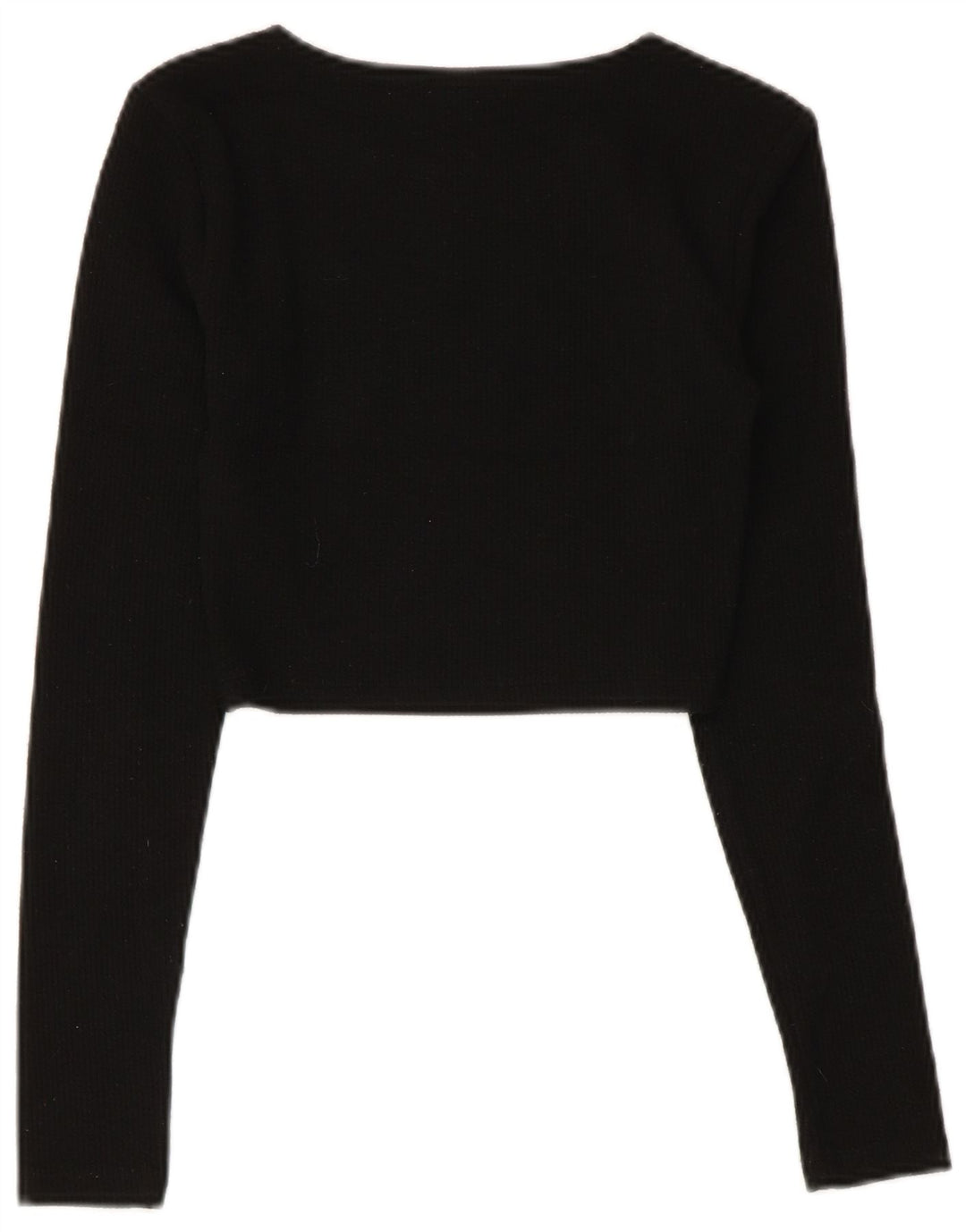 Crop Top pentru femei Zara cu mânecă lungă UK 8, poliester negru mic