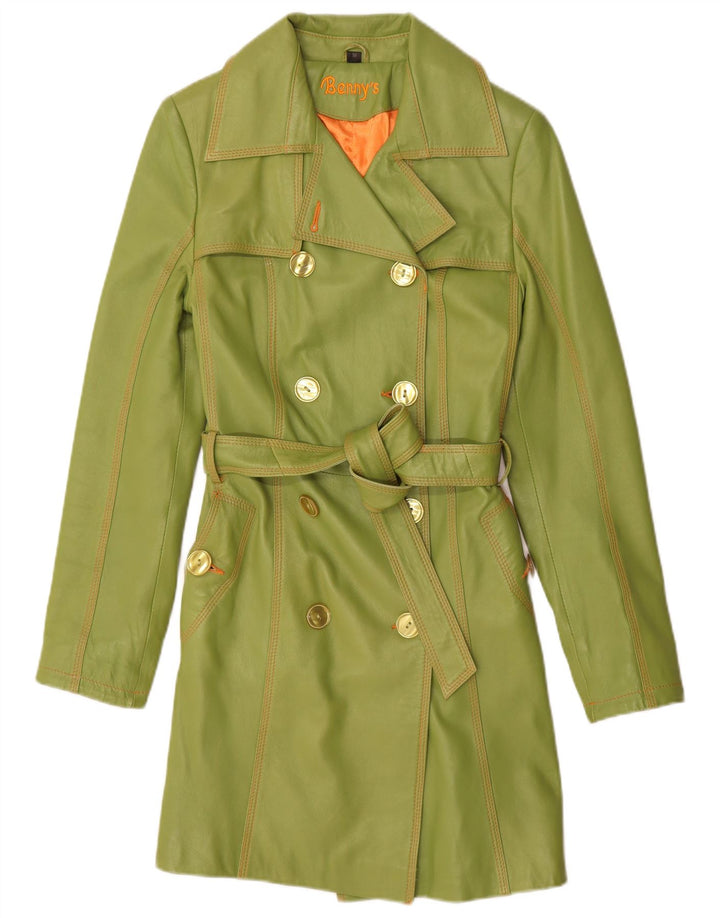 Palton din piele dublu pentru femei Benny's UK 12 Piele verde medie