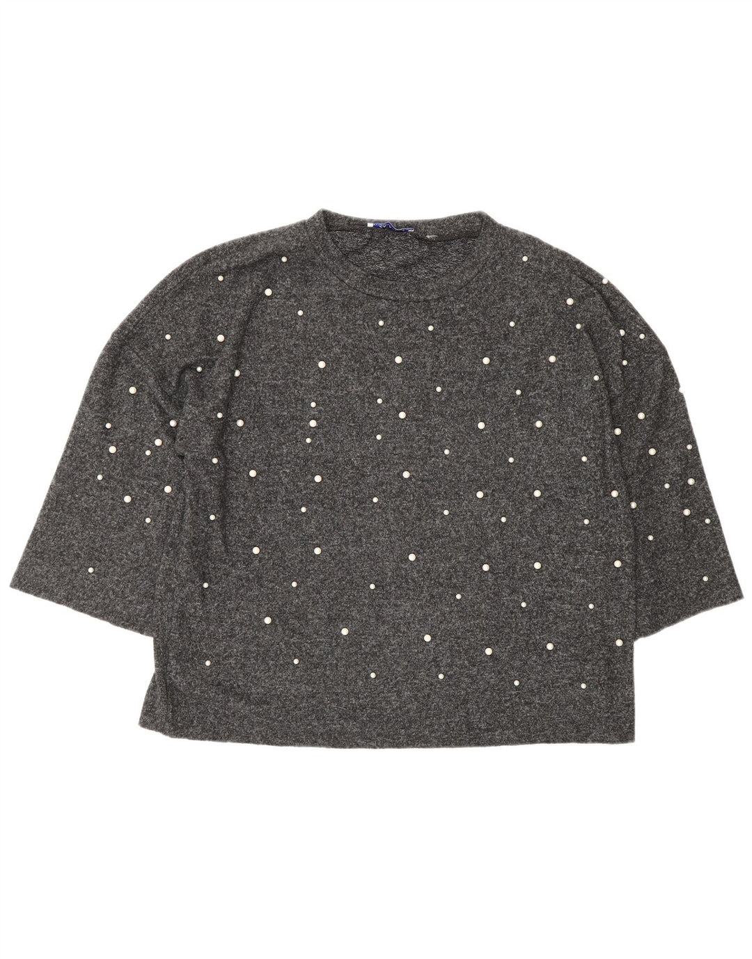 Top supradimensionat pentru femei Zara cu mâneci 3/4 UK 14 Medium Gri Poliester