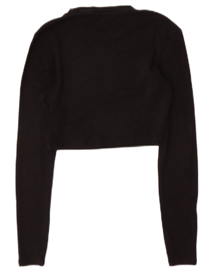 Crop Top pentru femei Zara cu mânecă lungă UK 8 Mic Negru