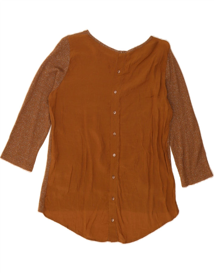 ZARA Womens Asymmetric Blouse Top UK 10 Small Brown Flecked Viscose Vintage Zara and Second-Hand Zara from Messina Hembry 