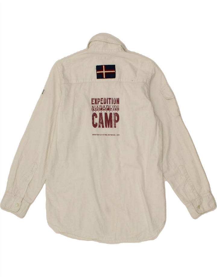 NAPAPIJRI Boys Graphic Shirt 9-10 Years White Cotton Vintage Napapijri and Second-Hand Napapijri from Messina Hembry 