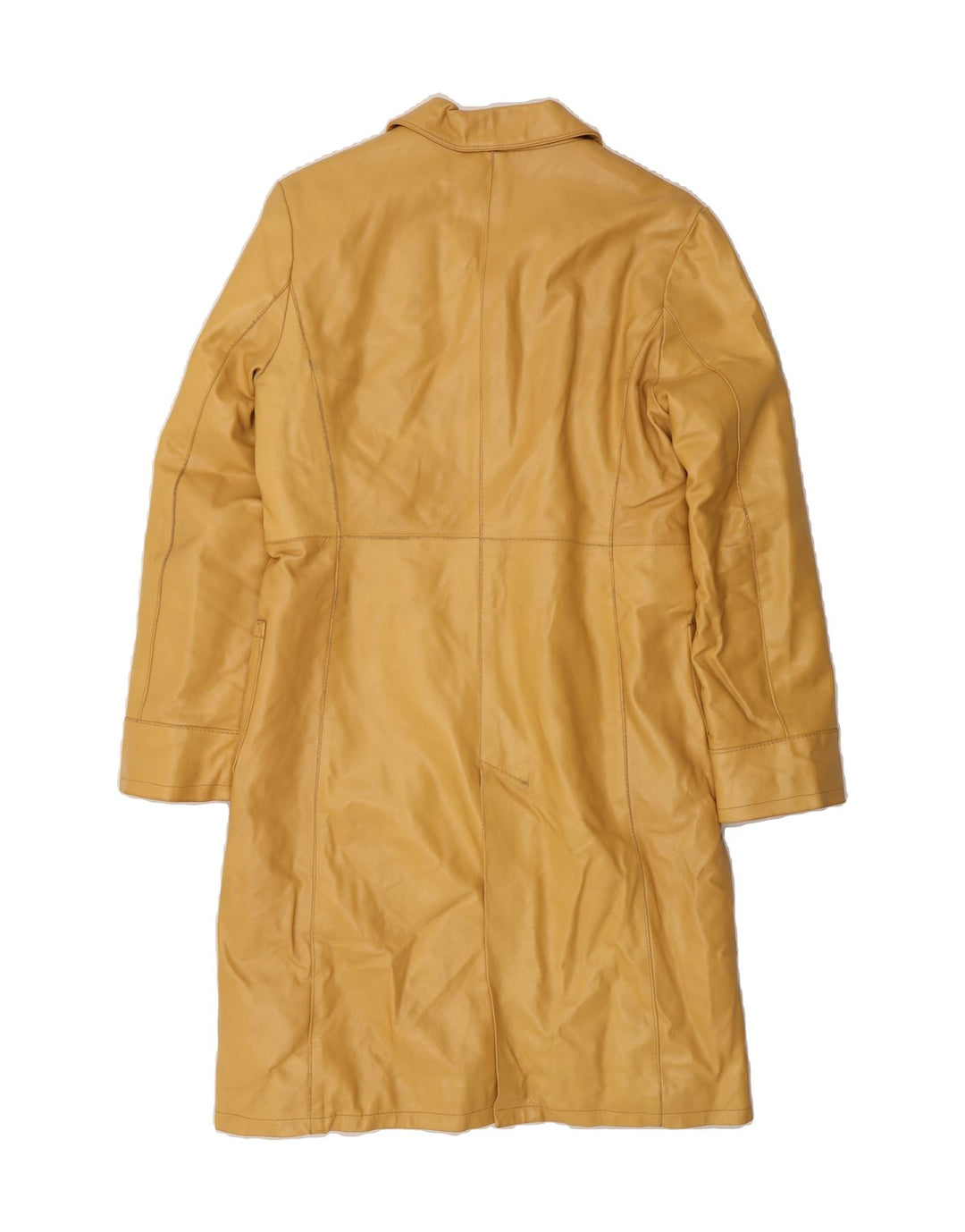 VINTAGE Womens Leather Coat IT 46 Large Yellow Leather Vintage Vintage and Second-Hand Vintage from Messina Hembry 