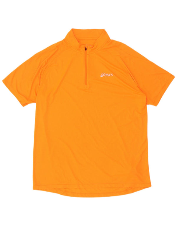 Tricou Asics pentru bărbați cu fermoar și gât Top 2XL poliester portocaliu