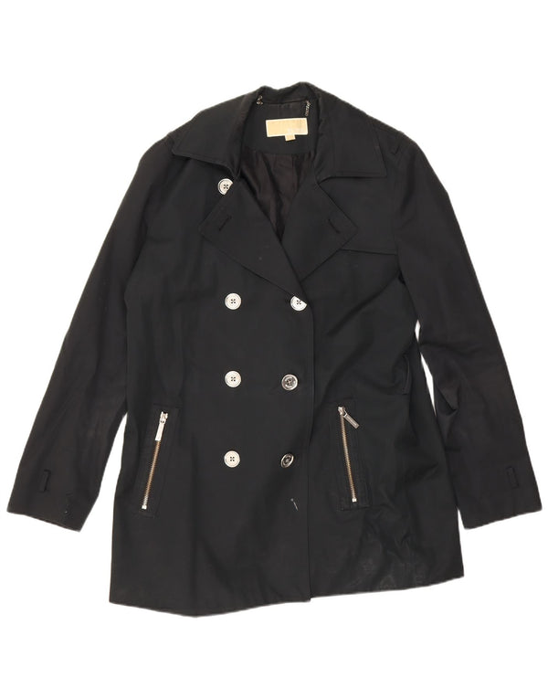 Michael Kors Womens Short Double Breasted Trench Coat UK 16 Large Black