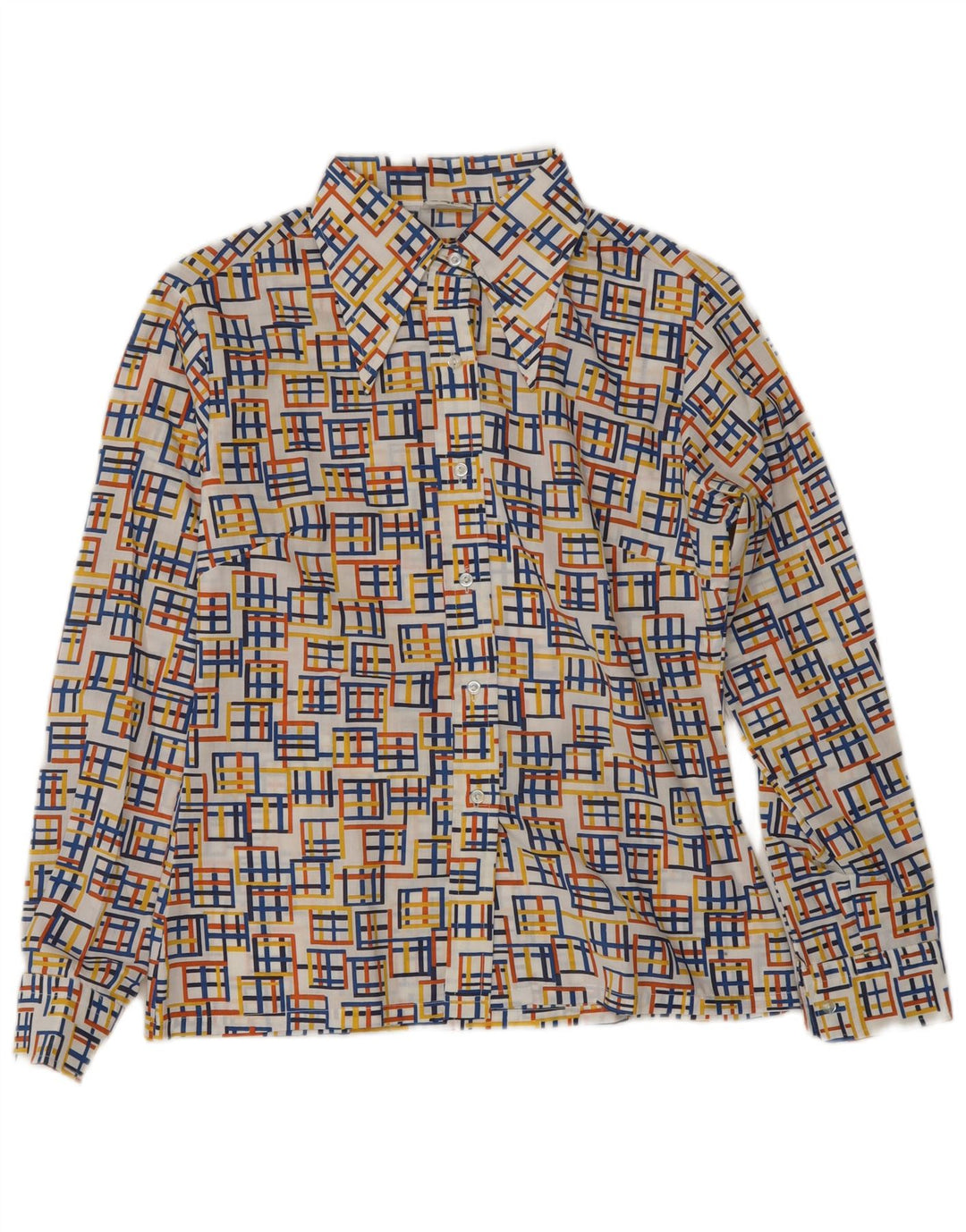 Bluză Vintage Cămașă Femei EU 40 Poliester Geometric Multicolor Mediu