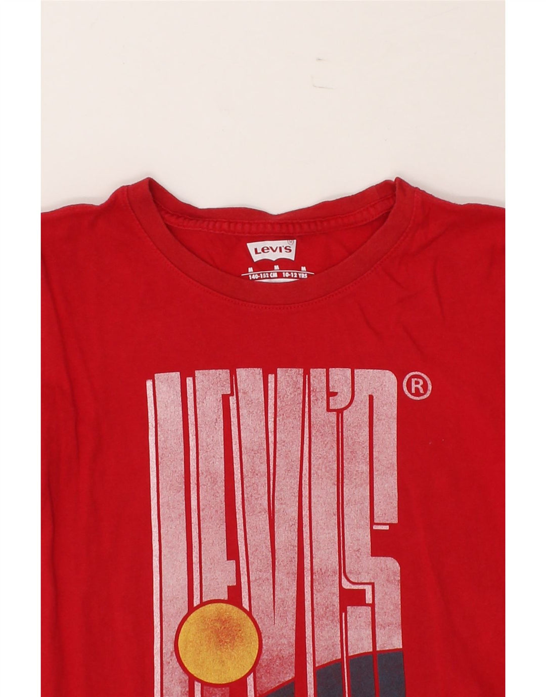 LEVI'S Boys Graphic T-Shirt Top 10-11 Years Medium Red Cotton Vintage Levi's and Second-Hand Levi's from Messina Hembry 