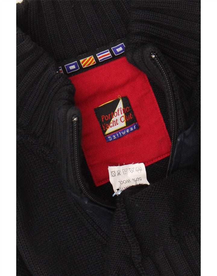 PORTOFINO Pulover cardigan pentru femei UK 16 Lână mare neagră