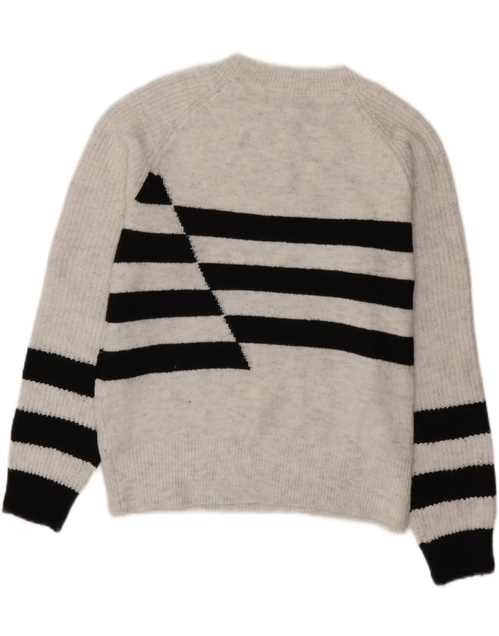 Pulover pentru femei Marks & Spencer cu decolteu triplu UK 10 mic, gri cu dungi