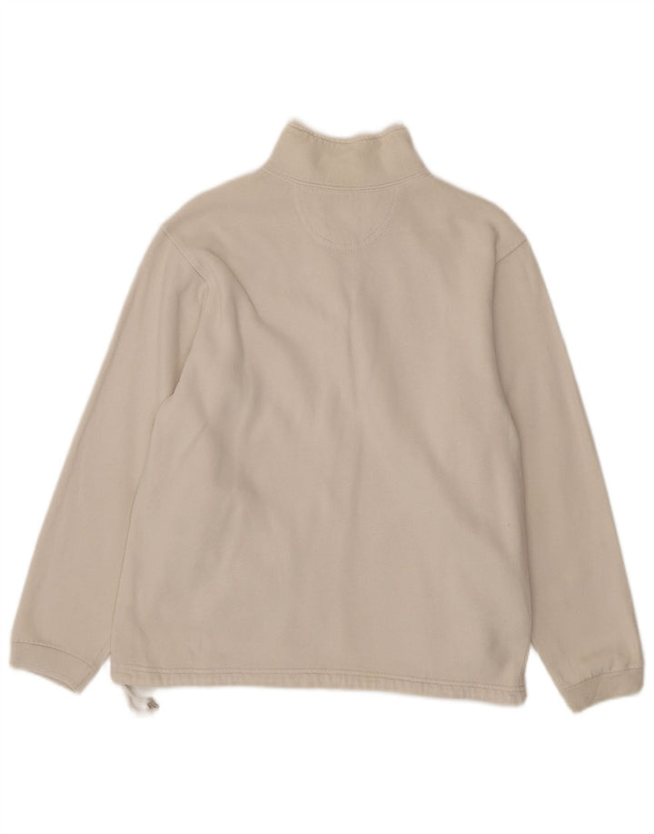 CHAMPION Mens Zip Neck Sweatshirt Jumper Small Off White Cotton