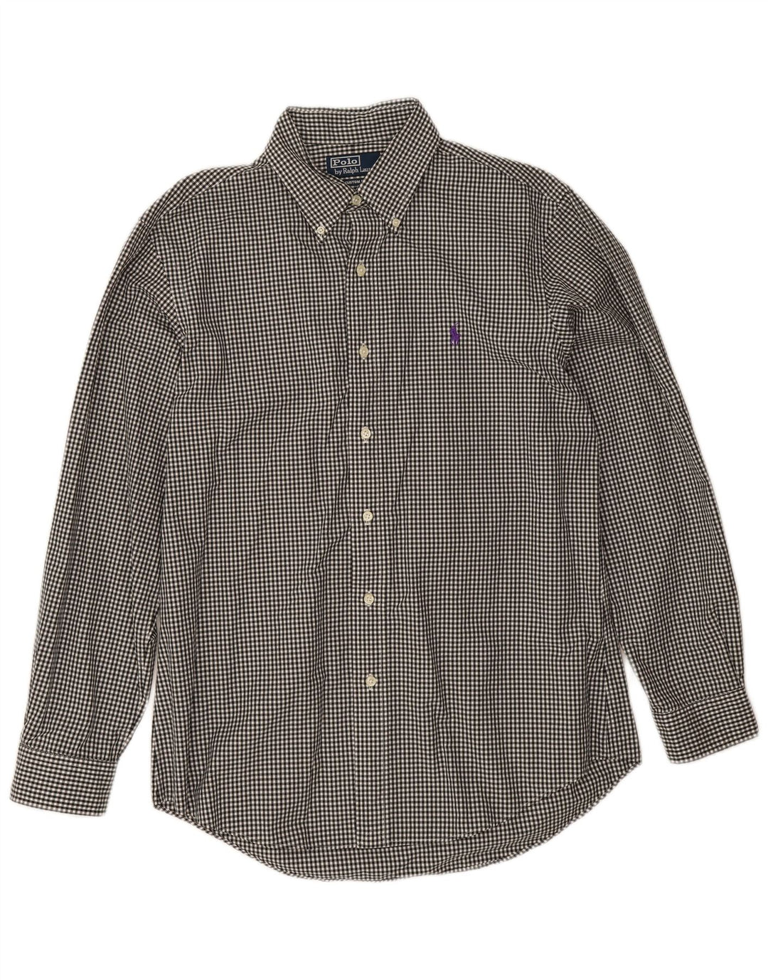 Cămașă Polo Ralph Lauren, personalizată, pentru bărbați, mărimea 17, mare, negru, bumbac vichy