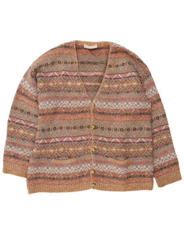 Cardigan Vintage pentru bărbați, XL, maro, lână Fair Isle