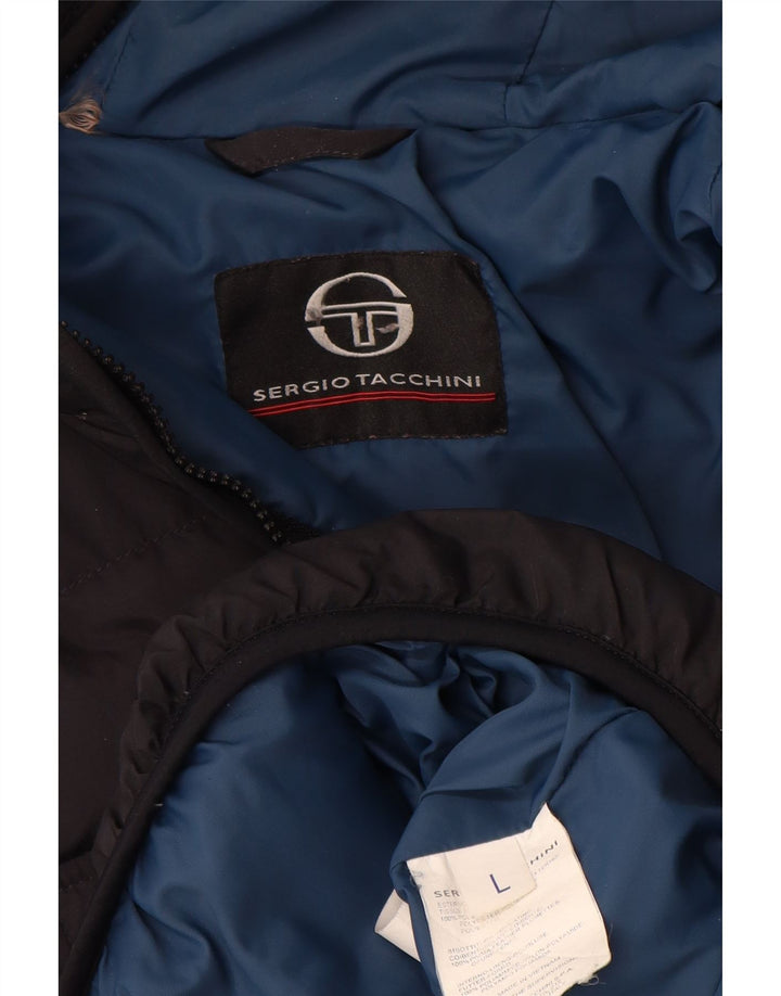 Jachetă căptușită cu glugă pentru bărbați Sergio Tacchini UK 40 Poliester negru mare