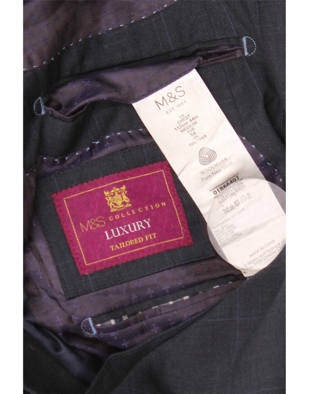 Jachetă pentru bărbați Marks & Spencer Tailored Fit Blazer UK 44 XL Bleumarin Check