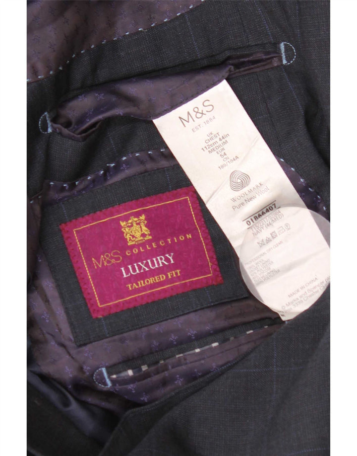 Jachetă pentru bărbați Marks & Spencer Tailored Fit Blazer UK 44 XL Bleumarin Check