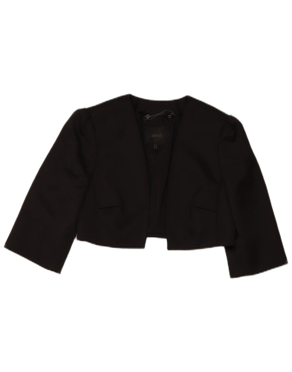 Jachetă Bolero pentru femei Coastă cu mâneci 3/4 UK 8, poliester negru mic