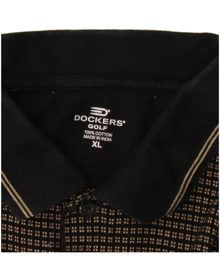 Tricou polo pentru bărbați Dockers Golf XL, bumbac negru cu carouri