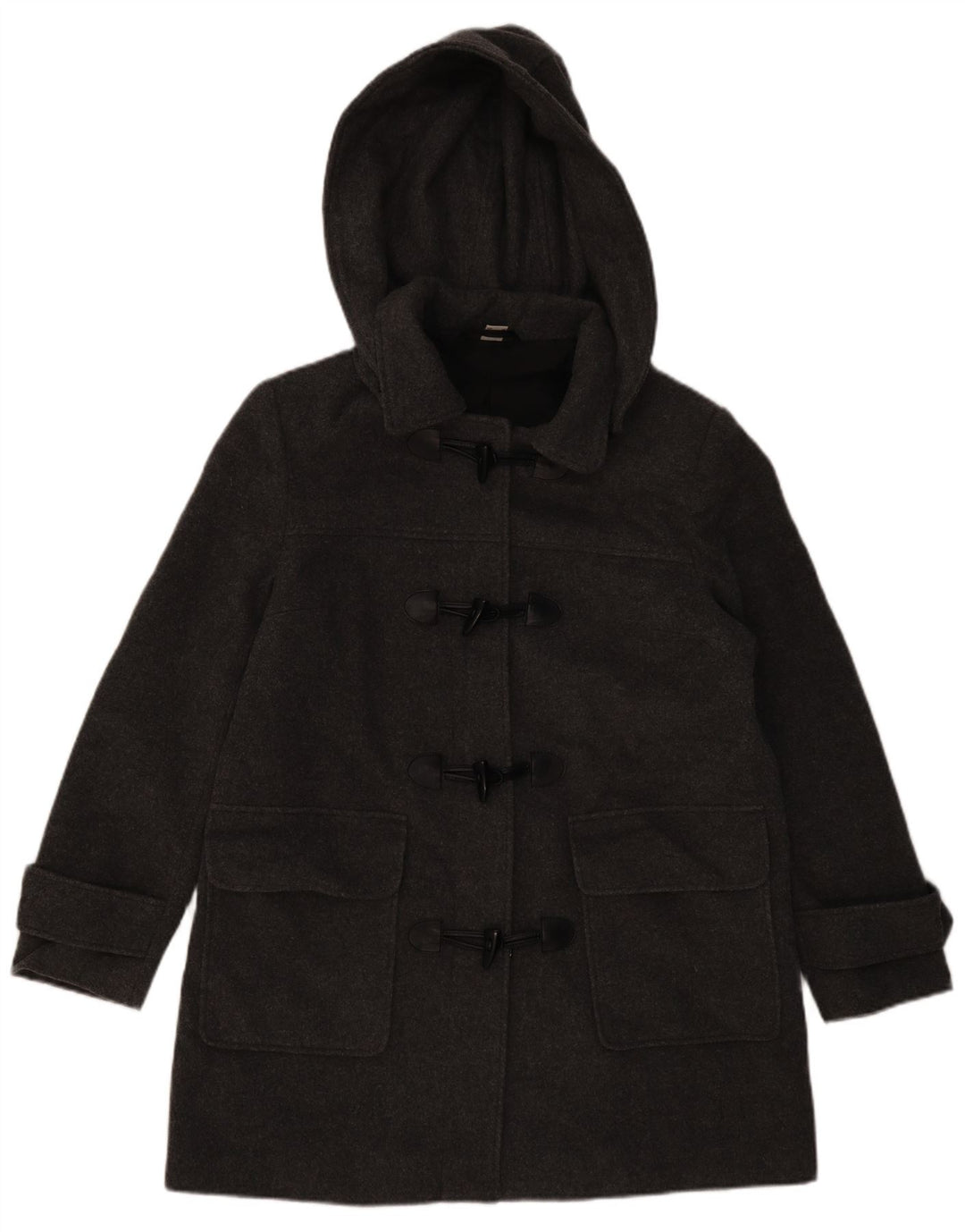 VINTAGE Manson cu glugă pentru femei UK 16 Lână mare, gri