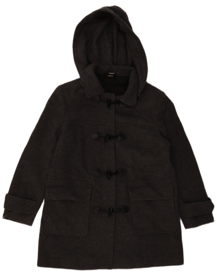 VINTAGE Manson cu glugă pentru femei UK 16 Lână mare, gri