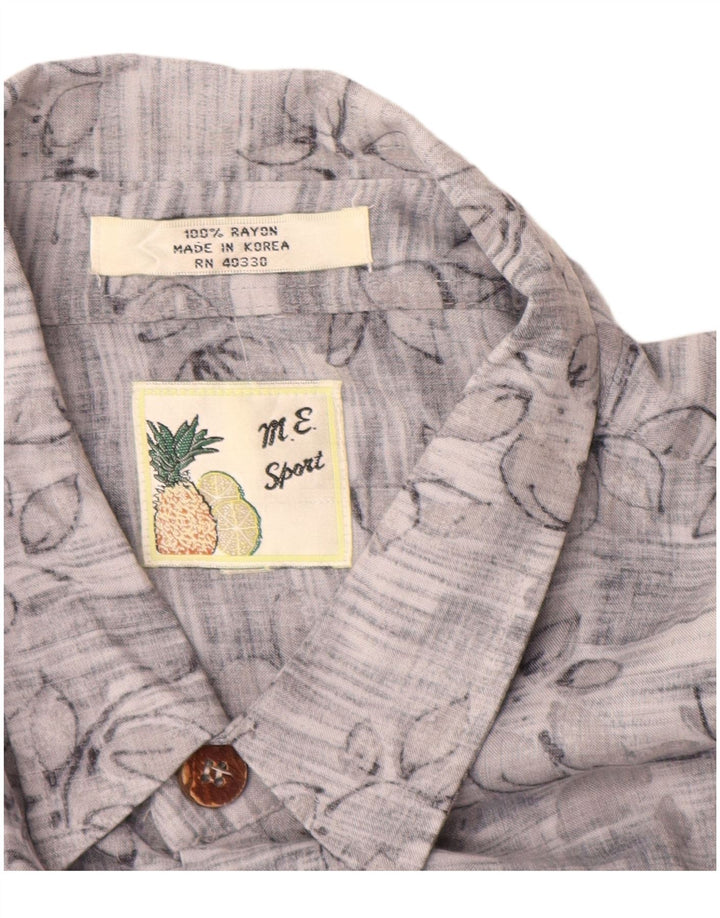 Cămașă vintage pentru bărbați cu mânecă scurtă XL, gri, raion floral