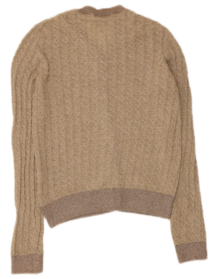 Pulover cardigan pentru femei Zara UK 8 Mic Bej Poliester