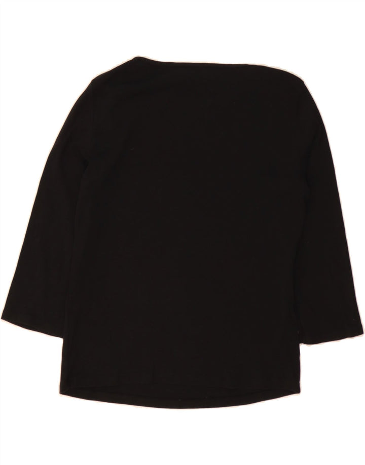 ZARA Womens Top 3/4 Sleeve UK 12 Medium Black Cotton Vintage Zara and Second-Hand Zara from Messina Hembry 