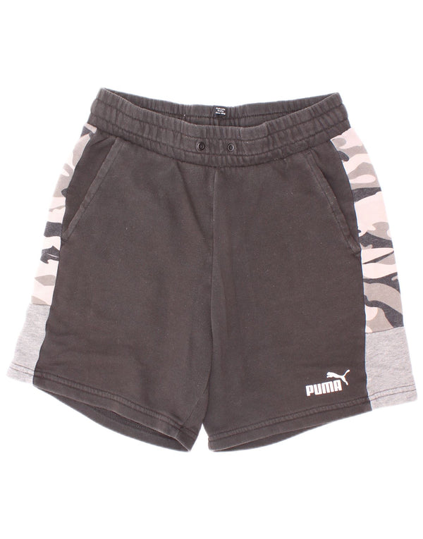 Pantaloni scurți sport Puma pentru băieți 13-14 ani, bumbac negru camuflat