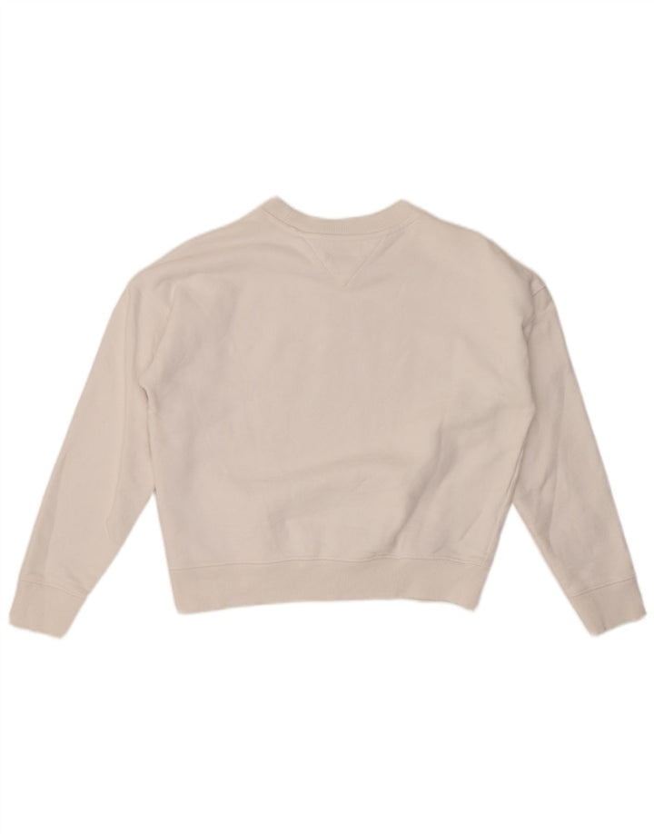 TOMMY HILFIGER Pulover oversize Crop pentru femei UK 6 XS Alb