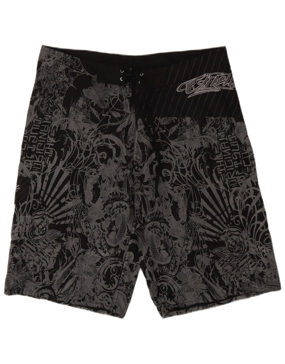 Pantaloni scurți de înot vintage pentru bărbați, XL, negru, floral, poliester