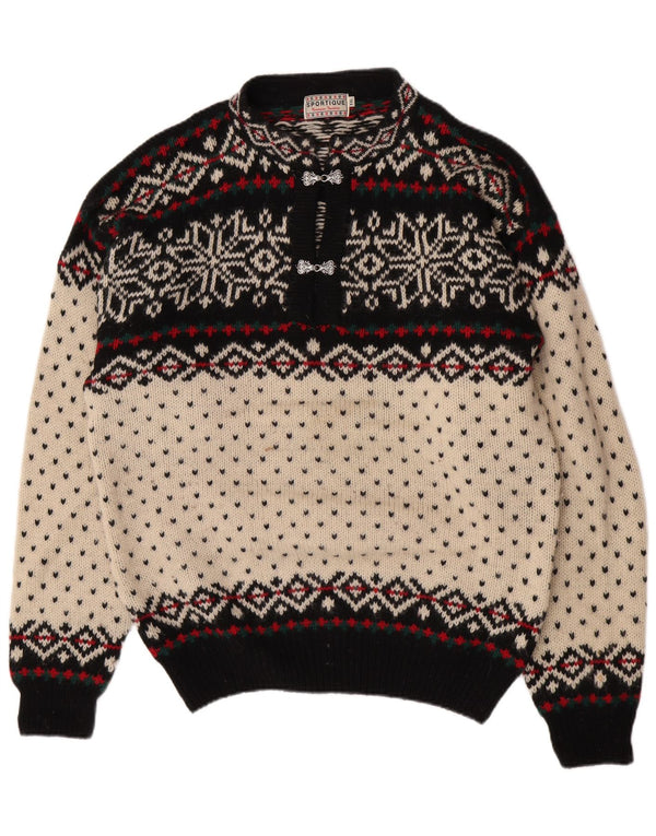 Pulover Sportique pentru damă cu gât țestoasă, 2XL, lână Fair Isle alb