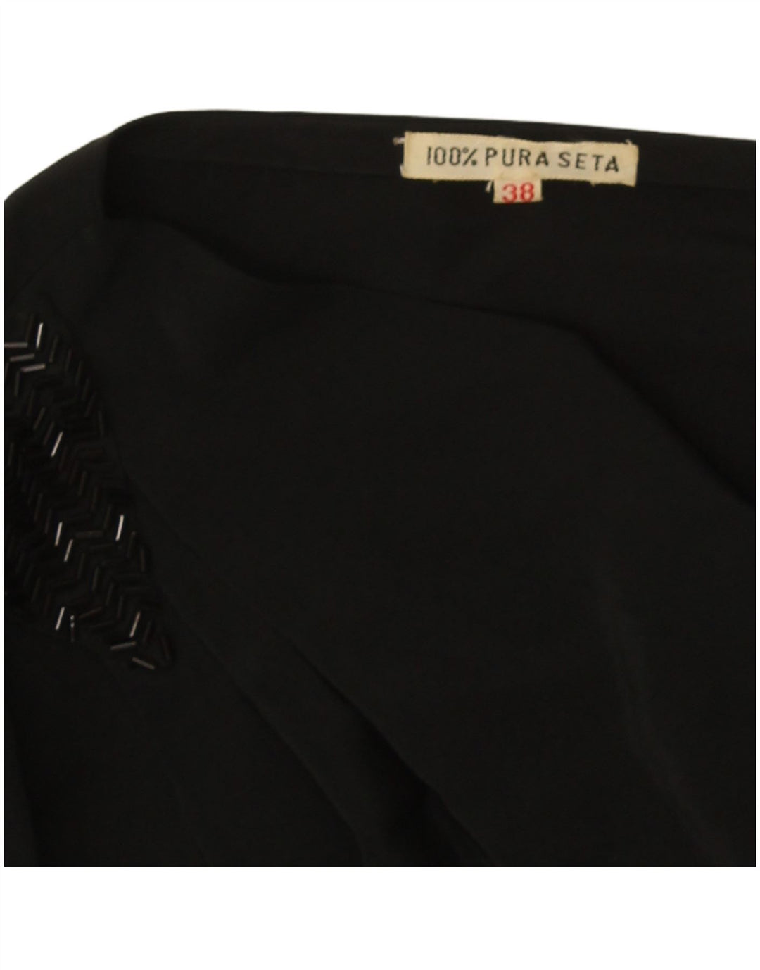 Bluză vintage cu mâneci lungi pentru femei, EU 38, mătase medie neagră