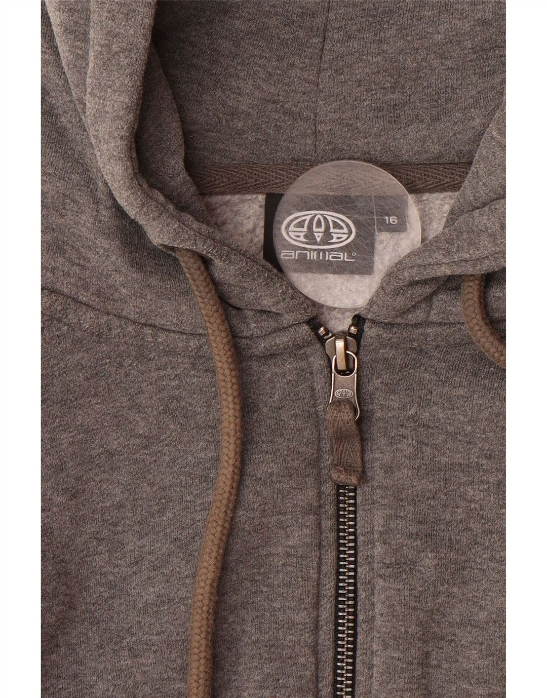 ANIMAL Womens Graphic Zip Hoodie Sweater UK 16 Large  Grey Cotton