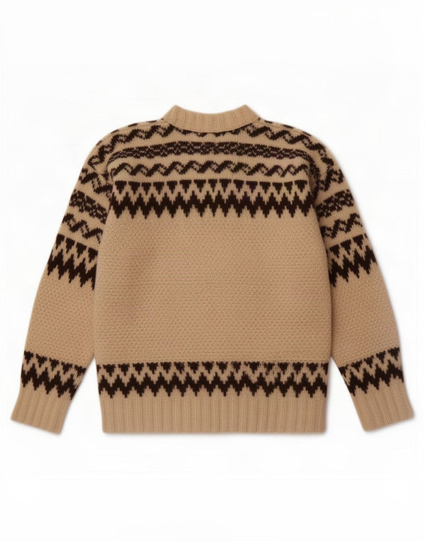 Pulover vintage pentru femei cu decolteu rotund UK 14 Medium Off White Fair Isle