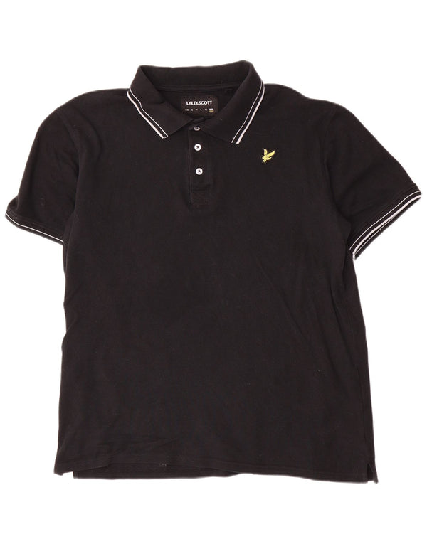 Tricou polo Lyle & Scott pentru bărbați, bumbac negru 2XL