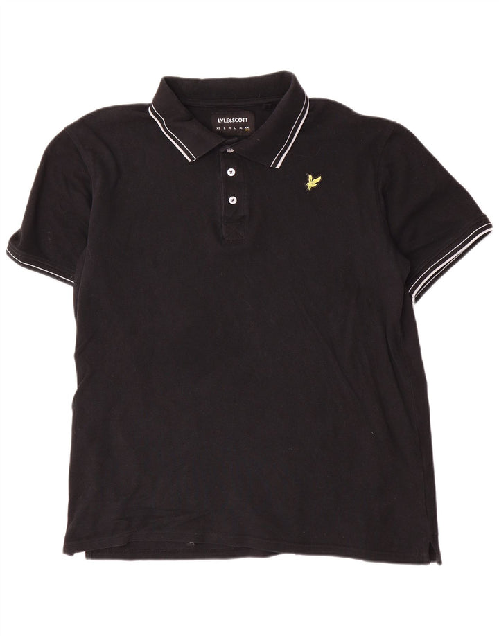 Tricou polo Lyle & Scott pentru bărbați, bumbac negru 2XL