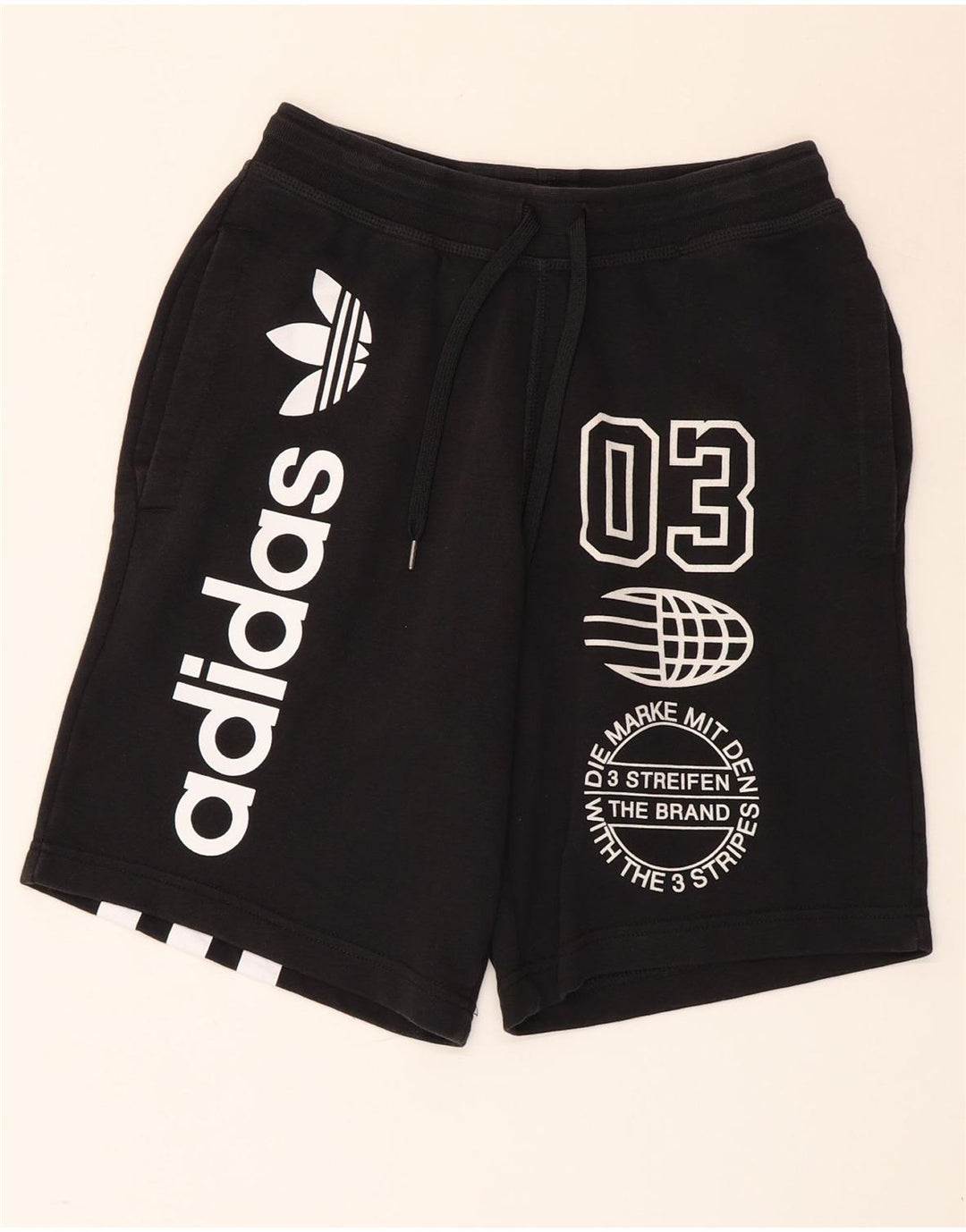 Pantaloni scurți sport grafic ADIDAS pentru bărbați, bumbac negru mic