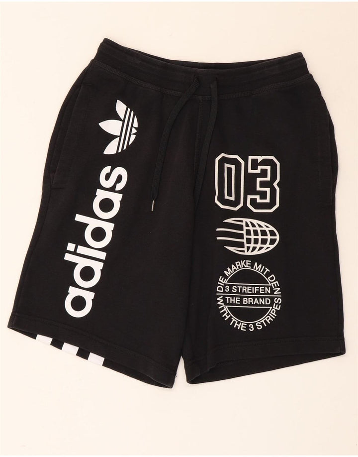 Pantaloni scurți sport grafic ADIDAS pentru bărbați, bumbac negru mic