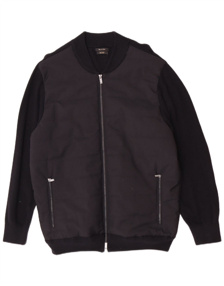 Jachetă Bomber Massimo Dutti pentru bărbați UK 42 XL bumbac negru