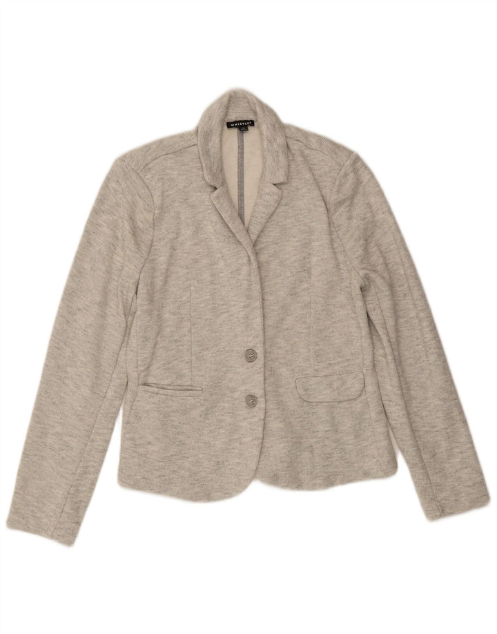 Jachetă blazer pentru femei Whistles, cu 2 nasturi, UK 12, bumbac cu pete gri mediu