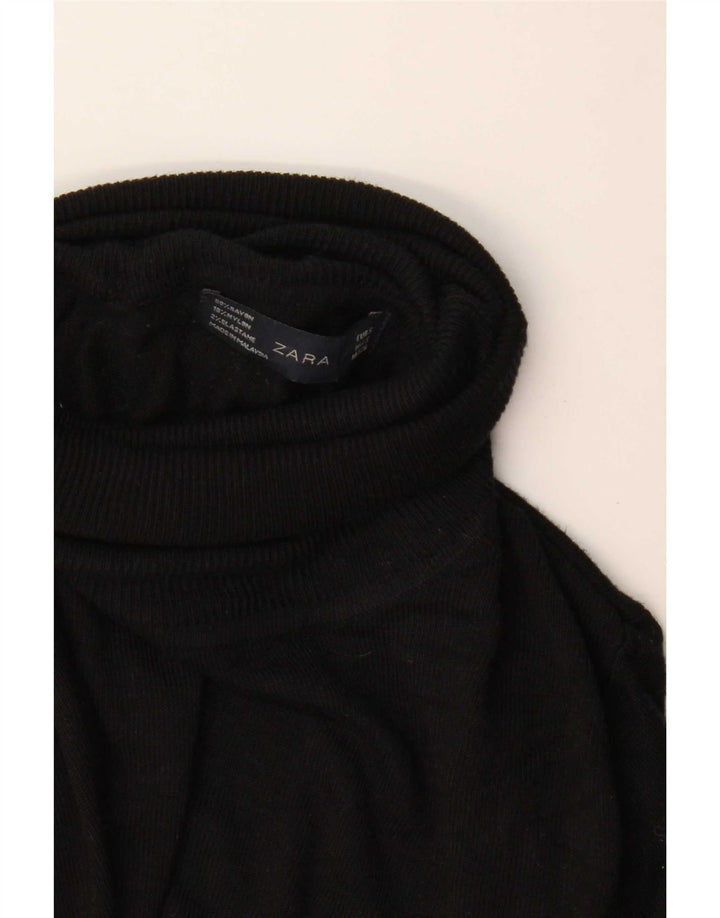 Pulover cu gât rulat Zara pentru femei UK 10 mic, negru, raion