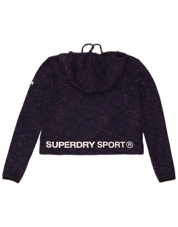 Pulover supradimensionat pentru femei Superdry Graphic Crop Hoodie UK 6 XS Purple Flecked