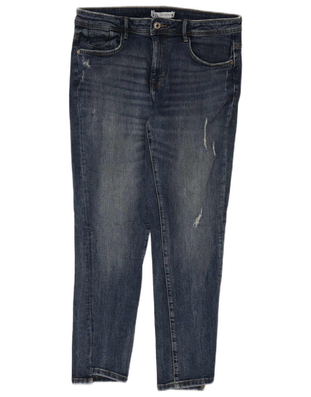 Blugi slim pentru femei Distressed Zara EU 42 Large W32 L27 Blue