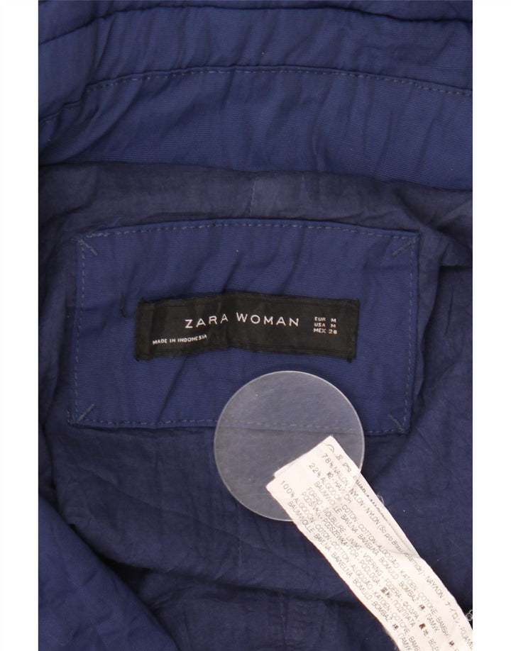 Jachetă parka cu glugă pentru femei Zara UK 14 Medium Navy Blue Marine