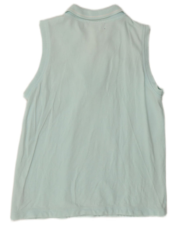 Reebok Womens Sleeveless Polo Shirt UK 12 Medium Blue Cotton