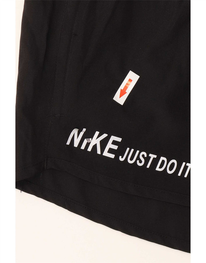 Pantaloni scurți sport Nike Dri Fit Graphic pentru femei UK 12 Poliester mediu negru
