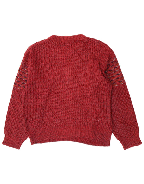 Pulover Fiume pentru bărbați cu gât roșu IT 46 Small Maroon Geometric Acrilic