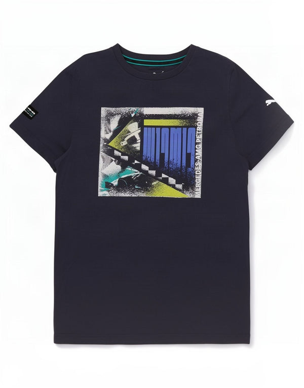 Tricou cu grafic Puma pentru bărbați Top mic din bumbac bleumarin