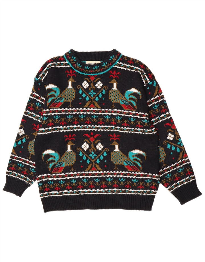 Pulover pentru bărbați Contempo, cu model abstract, cu decolteu, mic, negru, noutate