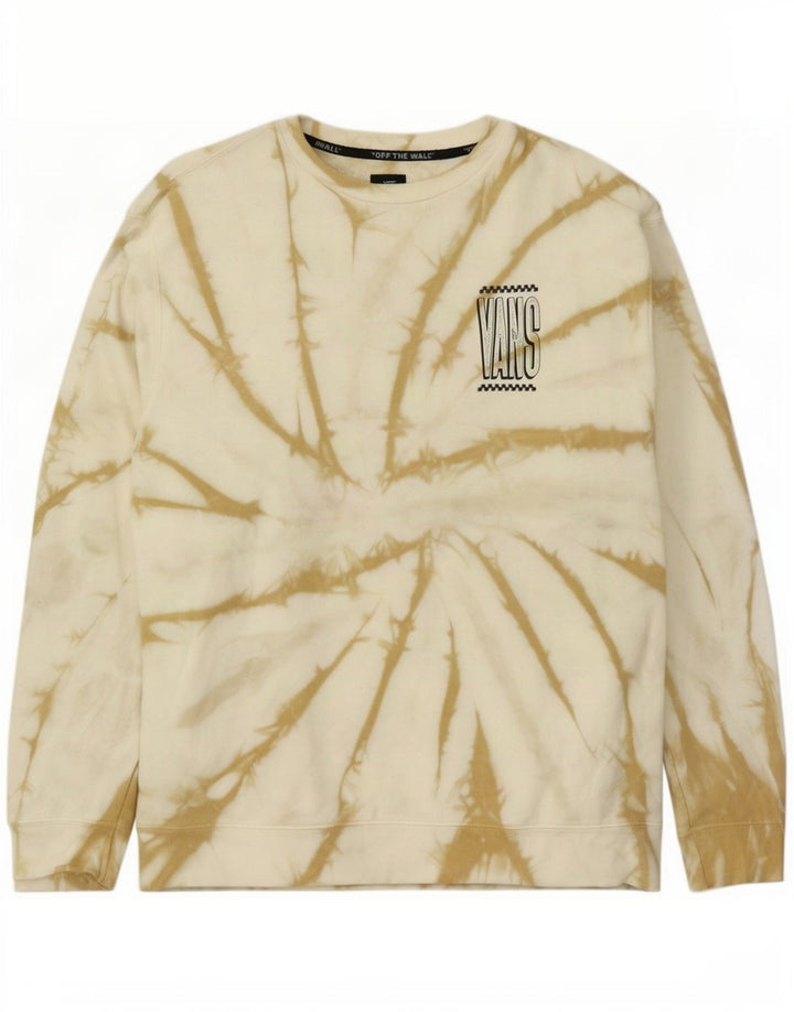 Hanorac grafic pentru bărbați Vans Pulover mare din bumbac Tie Dye alb
